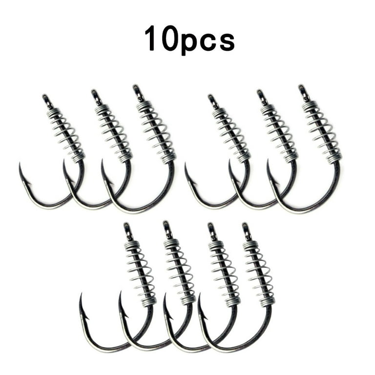 10Pcs/Bag Carp Fishing Spring Hook Barbed Baitholder Hooks Size 3~15# Jig  Tackle 