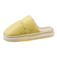 thumbnail image 2 of ZTTD Winter Couples Women Down Warm Home Baotou Soft Bottom Comfortable Solid Color Flat Cotton Slippers Yellow, 2 of 9
