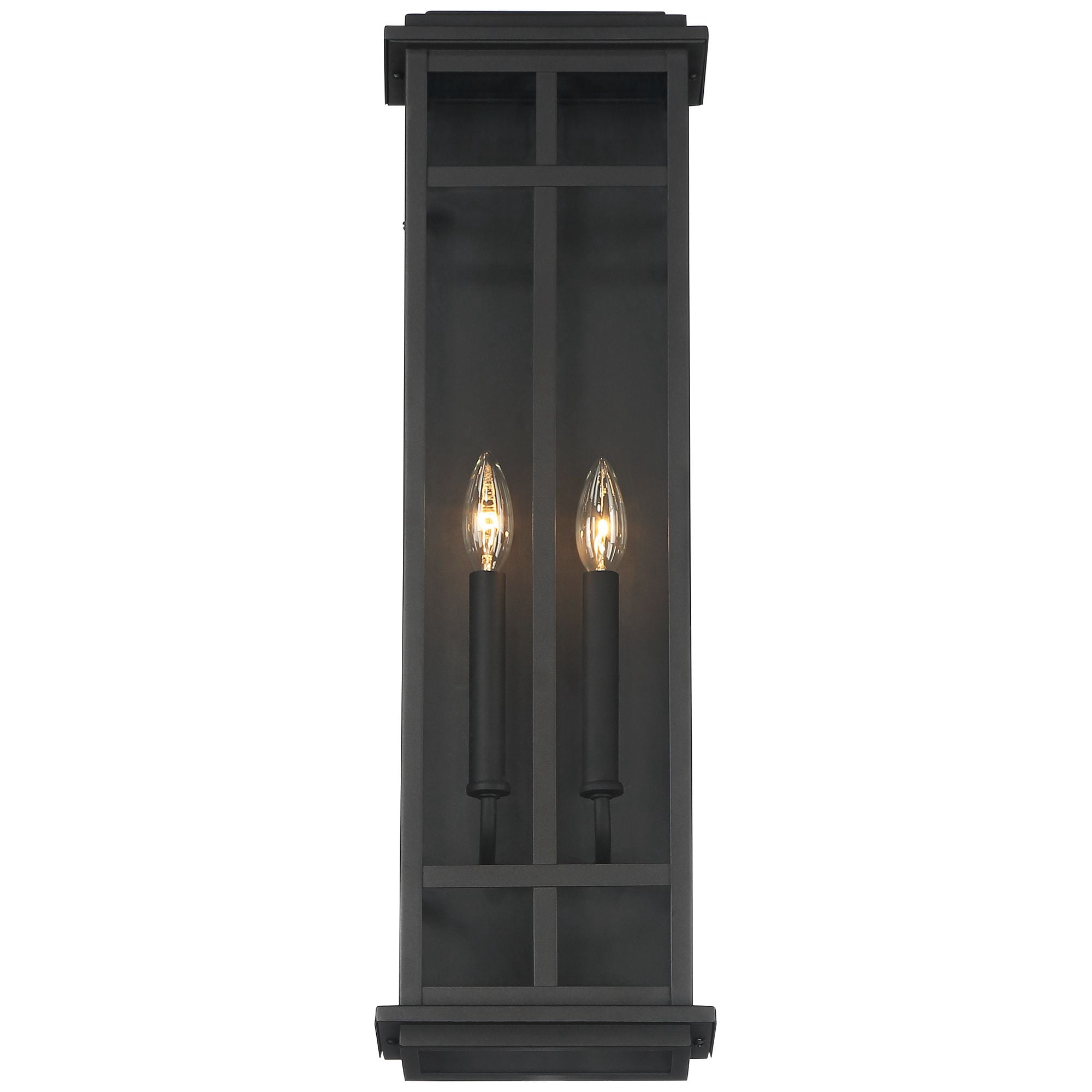 Possini Euro Design Metrix 26" High Farmhouse Rustic Rectangular Outdoor Wall Light Fixture Mount Porch 2-Light Black Glass Shade
