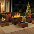 thumbnail image 6 of Noelse 6-Piece Patio Furniture Set with Fire Pit Table, PE Rattan Outdoor Conversation Sectional Sofa Set, Black, 6 of 9