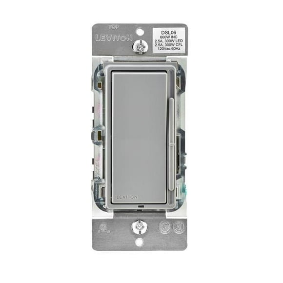 Leviton 600 watt Decora Light Gray Rocker Dimmer