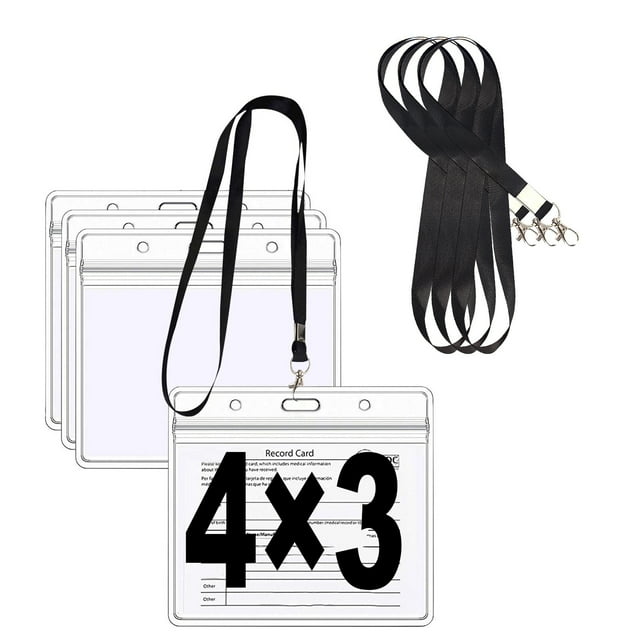 Lanières Détachables avec Support d'Identification Porte-Badge de Nom Transparent avec Lanières