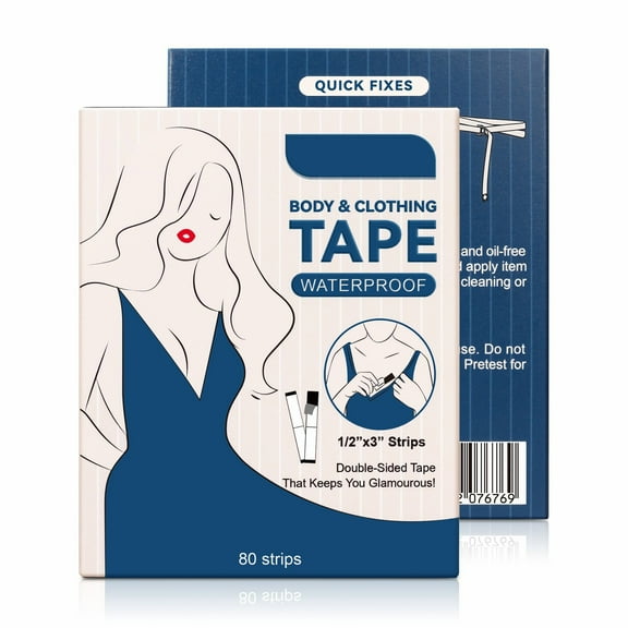 Double Sided Tape for Clothes,Body Apparel Tape,Women Double Sided Fabric Tape,Gentle Body Tape On Skin,All Day Strong Tape Adhesive,Sweatproof Bra Tape(80Strips/Bag 3.4x0.5in)from Biweutydys