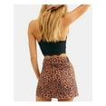 thumbnail image 2 of Free People Women's Skirt Mini Leopard Print Zipper Front   Brown 26, 2 of 4