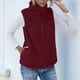thumbnail image 5 of Chaleco de Felpa Cálido Sin Mangas con Cuello Alto para Mujer, con Cremallera, para Otoño e Invierno, con Bolsillos Rojo 5XL, 5 of 7