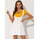 thumbnail image 2 of Disfraz de Halloween Allegra K vestido de tirantes Decoración de botones Blanco L, 2 of 5