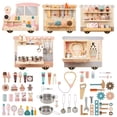thumbnail image 1 of Gymax Wooden Sensory Wall Panel for Kids w/ Vanity Tool Box Play Kitchen Doctor Kit, 1 of 10