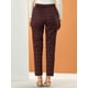 thumbnail image 4 of Pantalones Largos Rectos de cintura Elástica Allegra K a cuadros vintage Borgoña L, 4 of 6