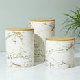 thumbnail image 6 of Home Basics Marble Like Large Ceramic Canister with Bamboo Top, White, 6 of 6