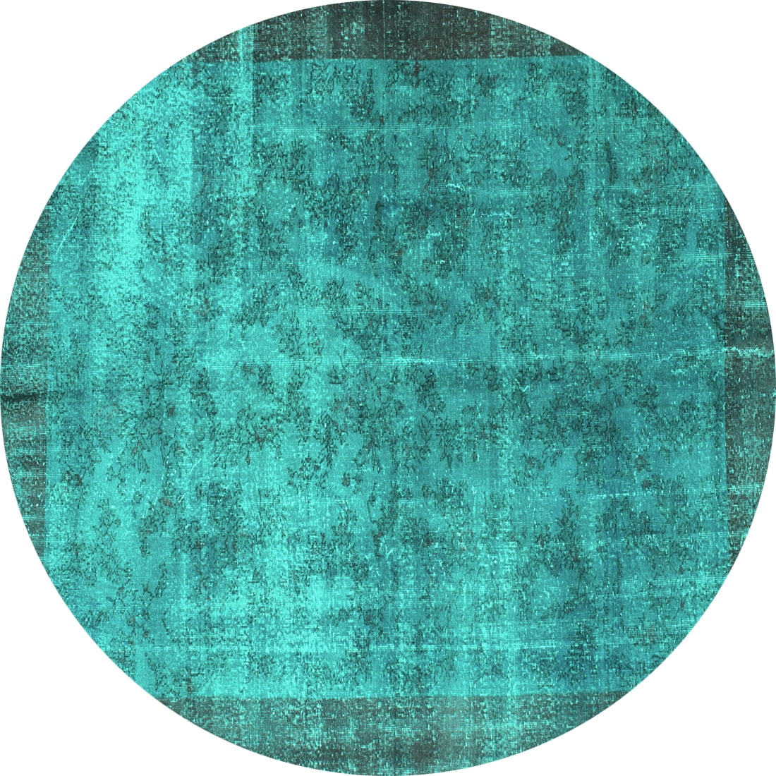Ahgly Company Machine Washable Indoor Round Persian Turquoise Blue ...