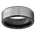 thumbnail image 3 of Metal Masters Mens Tungsten Carbide Wedding Band Flat Top Brushed Two-Tone Black Ring 8mm 7.5, 3 of 7