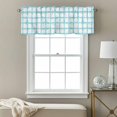 thumbnail image 3 of Retro Blue Checkered Valance Curtain Watercolor Lines Geometric Minimalist Window Valances Rod Pocket Short Curtains Window Treatments for Kitchen Bedroom Bathroom Laundry 60" x 14", 3 of 9