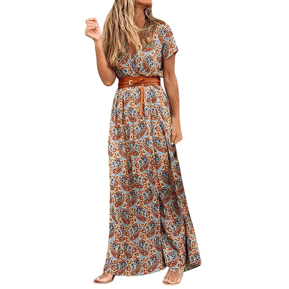 vestido largo elegante Minnieouse para impresionar verano marrón S Type3 NO3