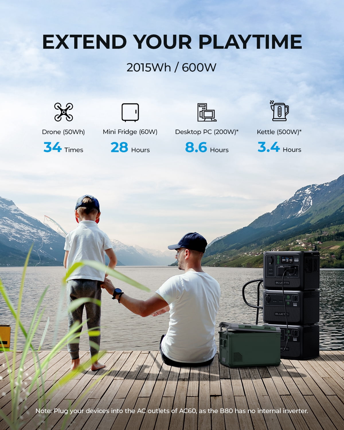 BLUETTI AC70 + B80 1000W Continuous / 2000W Peak Portable Power Station