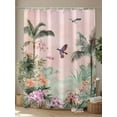 thumbnail image 4 of Fsddascl Vintage Pastoral Shower Curtain Set - 48" x 72" Washable Bathtub Curtain with 12 Hooks, Farmhouse Botanical Tree Birds Pink Green Waterproof Fabric Stall Shower Curtains for Bathroom, 4 of 6