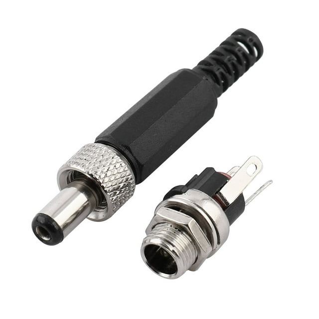 Unique Bargains Screw Locking DC 5.5x2.1mm Male Female Power Socket Panel Mount Solder Connector