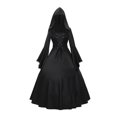 thumbnail image 1 of Robes pour Femmes Rétro Gothique à Manches Longues Robes à Capuche Costumes d'Halloween Robe à Manches Évasées en Dentelle, Noir/2TG, 1 of 6