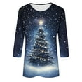 thumbnail image 5 of Fewfanhot 3/4 Sleeve Tops for Women Christmas Shirts for Women Funny Graphic Crewneck 3/4 Sleeve Holiday Casual Dressy Blouses, 5 of 5