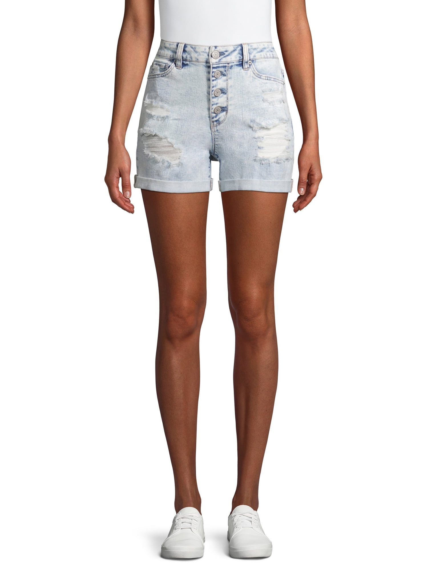 button fly denim shorts