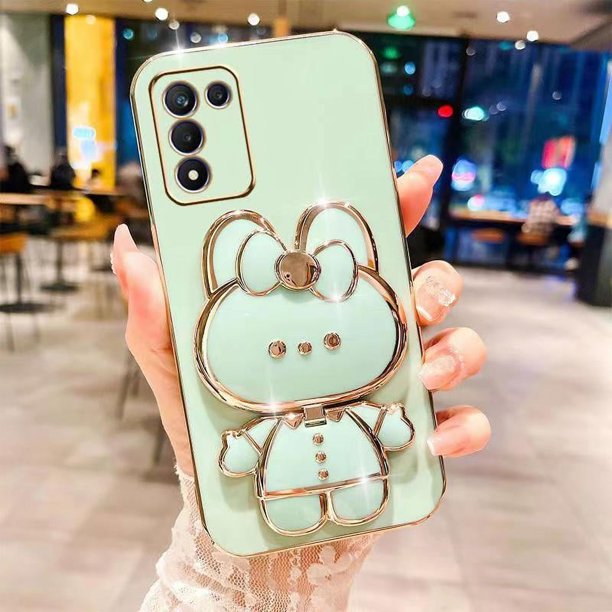 Carcasa Samsung Galaxy A03S A32 A52 A52S A23 A33 A53 A73 A02S M02S Lindo Conejito Soporte De Dibujos Animados Tocador Espejo Conejo Teléfono Funda KT