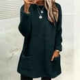 thumbnail image 2 of 2025 Winter Hoodie Navy Hoodie Long Sleeves Round Neck Sweater Dresses for Women 2025 Solid Color Soft Hoodie Gym Hoodie(3XL), 2 of 6