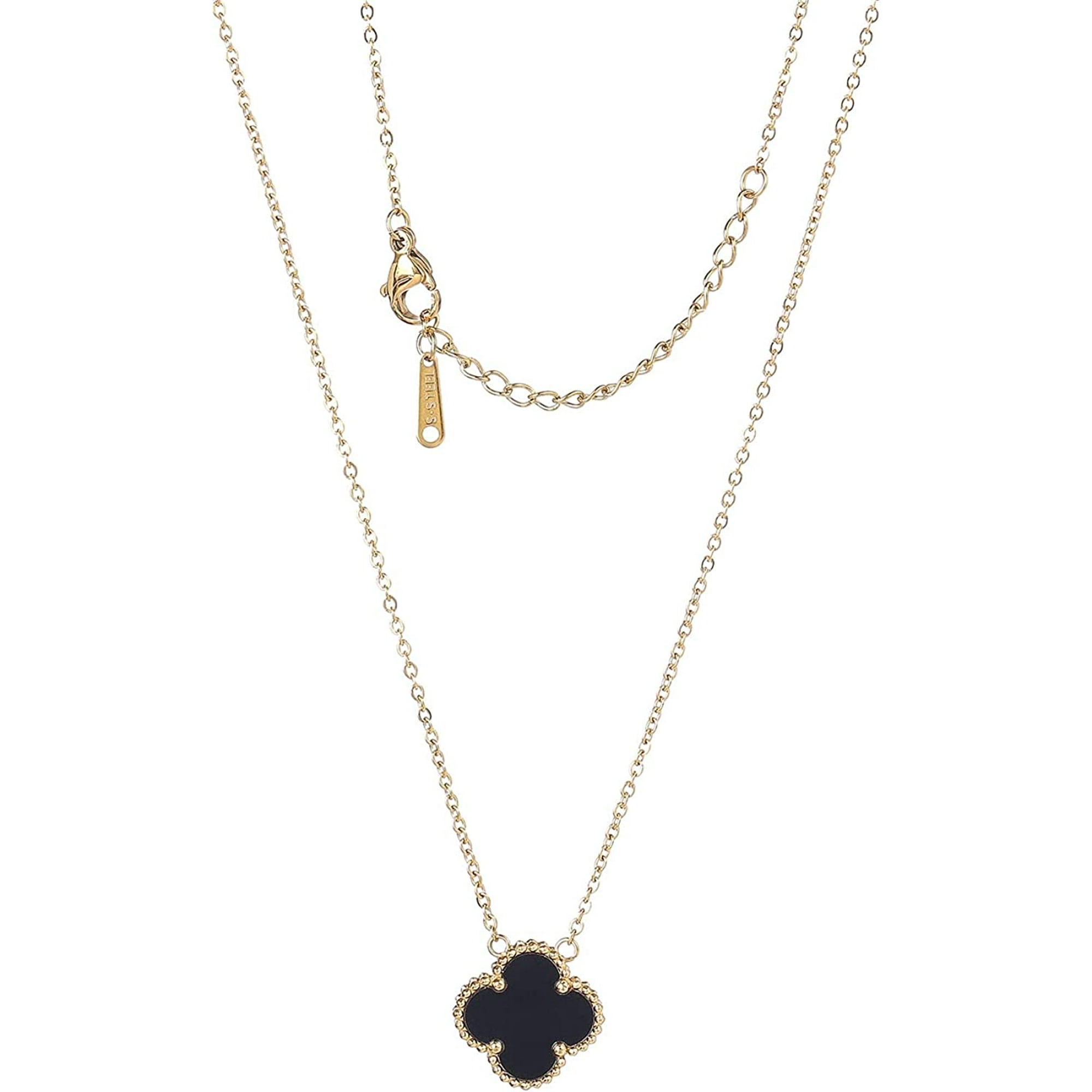 Dainty Stainless Steel Gold Clover Crystal Necklace