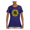 thumbnail image 2 of Wild Bobby, Artsy Cheetah Leopard Print Sunflower, Fashion, Women Graphic Tee, Purple, Medium, 2 of 3