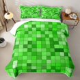 thumbnail image 2 of Meiyoeat Bright Green Pixelated Miners Bed Spread Queen,Simple Square Tile Print Queen Coverlet Set, 2 of 7