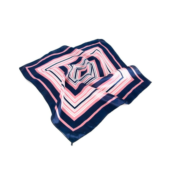 Elegant Silk Feel Wave & Square Design Satin Square Scarf