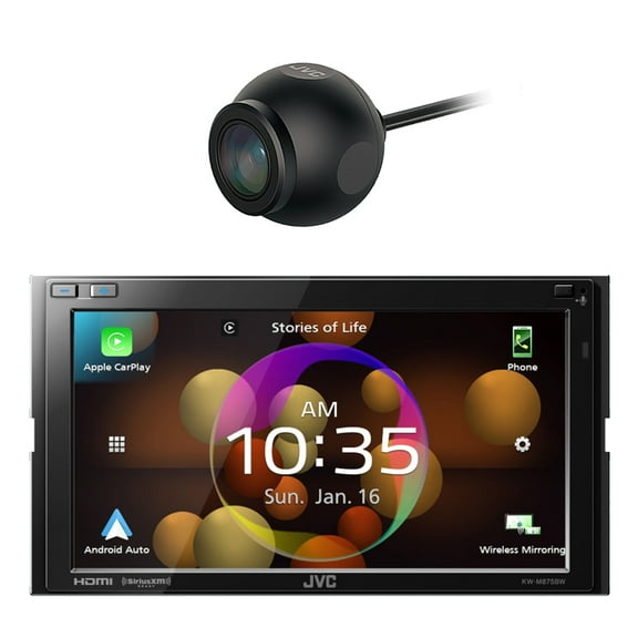 JVC Double DIN 6.8" Touchscreen USB-C Bluetooth WiFi/HDMI Digital Multimedia Car Stereo Receiver with Waterproof RearView Camera