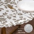thumbnail image 4 of Vintage Brown Floral Round Fitted Table Cover Farmhouse Flower Pastoral Style Waterproof Table Cloth with Elastic Edge Wipeable Tablecloth for Picnic Camping Party Fits 55"-60" Diameter, 4 of 8