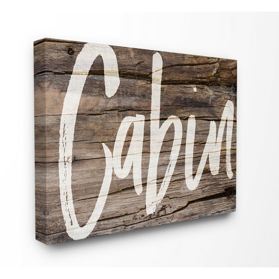 The Stupell Home Decor Collection Cabin Typography Wood Stretched Canvas Wall Art, 16 x 1.5 x 20