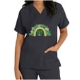 thumbnail image 5 of BiZtdJrK Luck Clover Shirts for Women 2025 St Patrick's Day Short Sleeve Irish Shirts Loose Fit V-Neck Scrubs Tops with Pockets Black L Daily Sales, 5 of 7