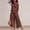 Brown, variant on Muscularfit 2 Piece Summer Set Womens Linen Set Palazzo Vacation Sets Sets Crew Neck Sleeveless Full Length Wide-Leg Black Womens Shorts Set,XL