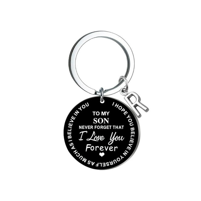 DIY creativo para mi hijo, llavero de 26 letras con apellido de acero inoxidable negro, 2,5 cm Wmkox8yi sjalhkljlk3827