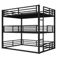 thumbnail image 6 of Tcbosik Heavy Duty Triple Bunk Bed, Queen Over Queen over Queen Size Metal Bed Frame with Side Ladder and Safety Guardrail, Space Saving, Black, 6 of 9