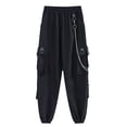 thumbnail image 2 of Pantalones negros atractivos de cintura alta para adelgazar para mujer, estilo recto suelto, cadena de moda para otoño, 2 of 6