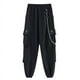 thumbnail image 5 of Pantalones negros atractivos de cintura alta para adelgazar para mujer, estilo recto suelto, cadena de moda para otoño, 5 of 6
