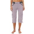 thumbnail image 5 of MLQIDK Pedal Pushers for Women Drawstring Lounge Pants Knee Length Trendy Summer Elastic Waist Lightweight Capris Dressy Casual Cargo Capris with Pockets Light Purple S, 5 of 7