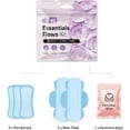 thumbnail image 2 of Essential Flows Kit with 3 Pantiliners, 2 Maxi Pads & 1 Feminine Wipe – Light Daily Period Care for Women & Girls – Travel Hygiene Pack (Purple) (10), 2 of 4