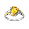 Brilliance Fine Jewelry Yellow Citrine Birthstone and Diamond Ring in Sterling Silver and 10K Yellow Gold
