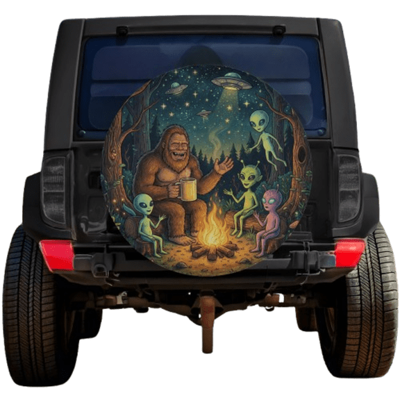 Bigfoot Cryptid UFO Spare Tire Cover Without Backup Camera Hole 6 Sizes (27 in.)
