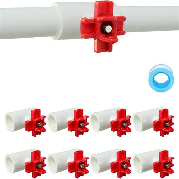 (8 Pack) Horizontal Chicken Waterer Nipples with 1/2'' PVC Tee Fittings for DIY Automatic Chicken Waterering System