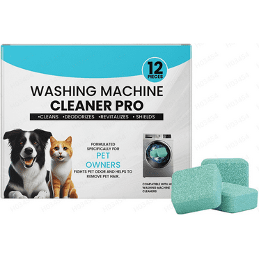 Washer Machine Cleaner Tablets 12 Pack Supply, Formulated for Pet Owners Washing Machine Cleaner,Compatible with HE,Easily pet hair remover for laundry.Top & Front Load Washer