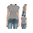 thumbnail image 4 of Liacowi Women's Slim Fit Crop Tops Casual Solid Color Crew Neck Short Sleeve Tight Tee Shirt Basic Streetwear, 4 of 5