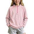 thumbnail image 3 of Amidoa Girls Half Zip Pullover Long Sleeve T Shirts Kids Mock Neck Casual Tops Pink Size 5-6 Years, 3 of 9