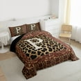 thumbnail image 3 of jejeloiu Letter P Monogrammed Queen Comforter Set,Retro Bohemian Floral Bedding Comforter Set For Girls Kids Reversible 3pcs, 3 of 8