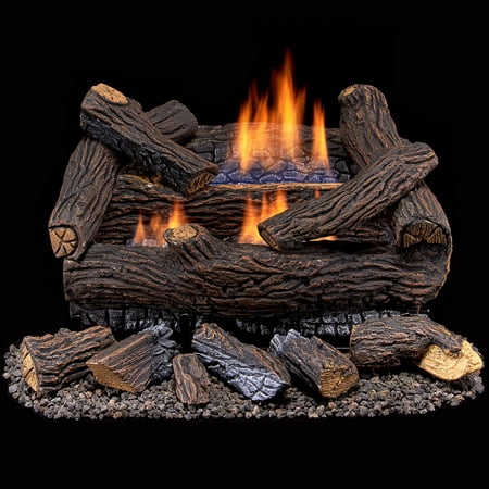 Duluth Forge Ventless Natural Gas Log Set - 18 in. Stacked Red Oak - Manual