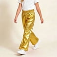 thumbnail image 4 of BLVB Girls Shiny Flare Pants Loose Fit Dance Bell Bottoms Elastic Waist Sparkly Wide Leg Trousers for Toddler Kids(Gold,11-12Years), 4 of 5