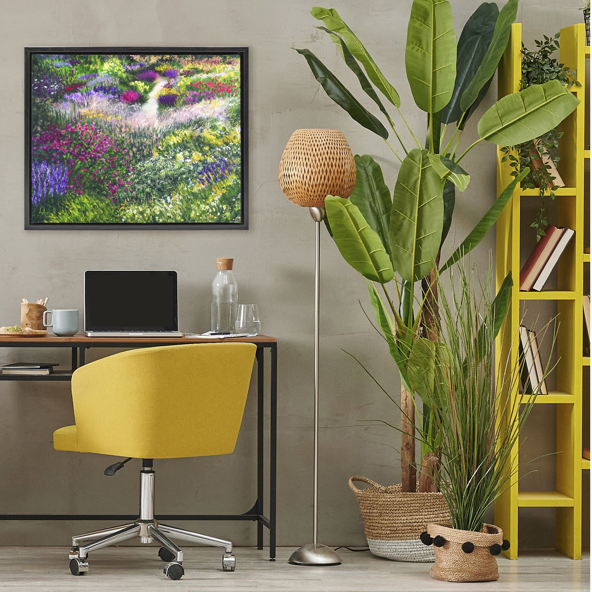 Stupell Industries Breath Of Spring Meadow Black Framed Floater Canvas Wall Art, design by Lee Ann Zirbes